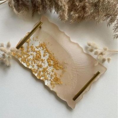 Custom Handmade Resin Tray with Handles